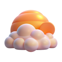 Sunset Cloud 3D Render Abstract Orange Sun and Fluffy Clouds png