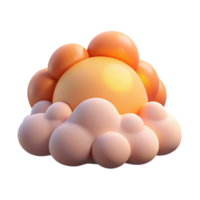Sun Behind Clouds 3D Render of a Cartoon Sunrise png