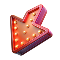 3D Red Arrow Sign with Lights Downward Direction Indicator png