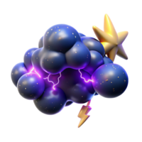 3D Render Sparkling Cloud with Lightning Star png
