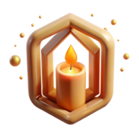 Golden Candle in Abstract Frame 3D Render png