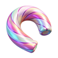 Iridescent Candy Cane Swirl Abstract 3D Render png