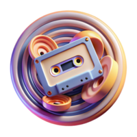 Retro Cassette Tape in Abstract Swirl Design png