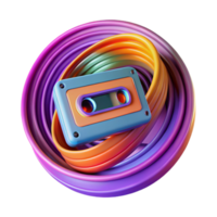 Retro Cassette Tape in Colorful Abstract Swirl png