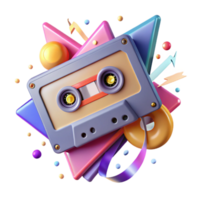 Retro Cassette Tape with Abstract Shapes and Colors png