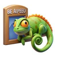 Cute Chameleon on Digital Frame Adaptability and Change png