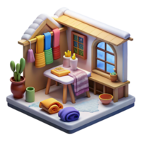 Cozy Winter Craft Room 3D Render of a Creative Space png