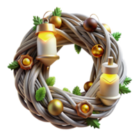 Illuminated Winter Wreath with Lanterns png
