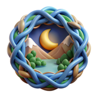Night Scene in a 3D Twisted Frame png