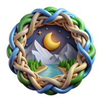 Night Scene in a Woven Frame png