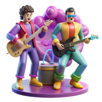 Synthwave Music Band 3D Render png