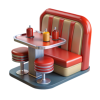 Retro Diner Booth Table, Seats Condiments png
