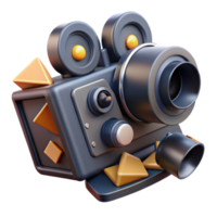 Vintage Camera 3D Render of Retro Filmmaking Device png