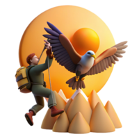 Climber and Eagle Mountaintop Sunrise png