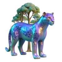 Luminous Leopard 3D Render of a Sparkling Big Cat png