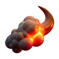 Glowing Orb Cluster with Fiery Trail Abstract 3D Render png