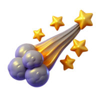 tiroteio Estrela com nuvens e estrelas 3d render png