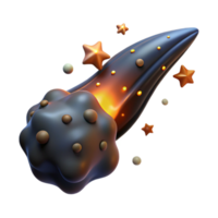 Glowing Comet with Stars, 3D Render png