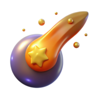 3D Render of a Cartoon Comet with Star png