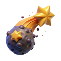 Shooting Star and Planet 3D Render png