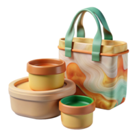 Stylish Tote Bag with Nested Containers png