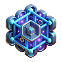 Abstract 3D Network Structure Hexagon Core, Interconnected Nodes, Futuristic Design png