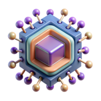 Abstract 3D Cube with Connections Geometric Design png