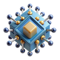 Abstract 3D Cube Network Nodes, Connections, and Data png