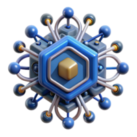 Abstract 3D Hexagonal Network Connected Nodes and Central Core png
