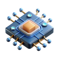 Abstract Technology Chip 3D Render of Microchip png