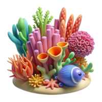 Vibrant Reef 3D Render of Colorful Coral Sea Life png