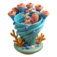 Whimsical Ocean Vortex 3D Render of Abstract Coral Reef png