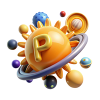 3D Planetary System with Letter P png