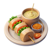 Savory Skewers with Creamy Dip and Mustard png