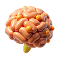 Abstract Brain 3D Render of Cerebrum with Illuminated Nodes png