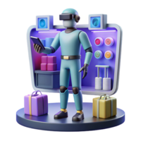 Robot Worker in Virtual Store E-commerce Automation png