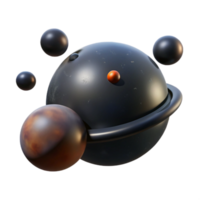 Abstract 3D Sphere Composition Dark Planet with Moons png