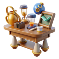 3D Render of Tabletop with Various Objects png