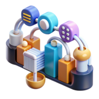 Abstract 3D Colorful Blocks Network System png