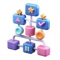 3D Colorful Process Flowchart Visualizing Workflow png