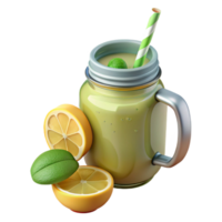 Refreshing Lemon Lime Smoothie in a Jar png