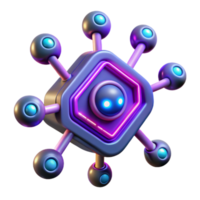 Neon-lit Network Node 3D Render of Connected Robot png
