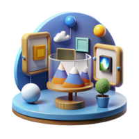 3D Abstract Art Mountains, Frames Shapes png