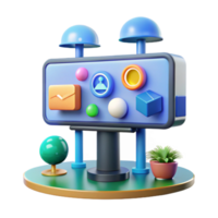 3D Digital Interface Icons, Messaging, and User Data png