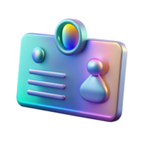 3D Render of ID Card, Profile, Access, Identification, Digital, Badge, Membership, Security, Icon, Avatar png