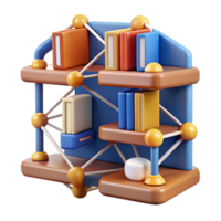 3D Render of Colorful Bookshelf with Abstract Design png