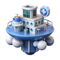 Floating Medical Facility 3D Render of a Futuristic Clinic png