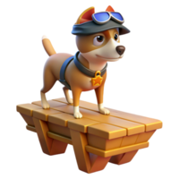 3D Cartoon Dog on Picnic Table png