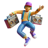 Retro Music, 80s Dance, Boombox, 3D Render png