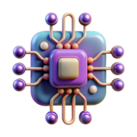 Abstract 3D Render of Microchip Circuitry png